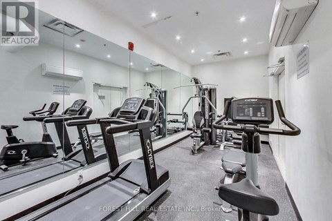 A gym with treadmills and exercise equipment.