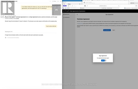 A screenshot of a webpage with a sign agreement button.