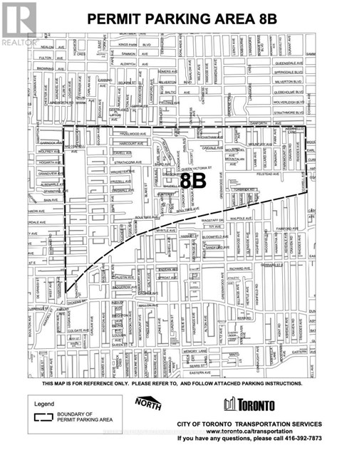 A map of the Permit Parking Area 8B in Toronto.