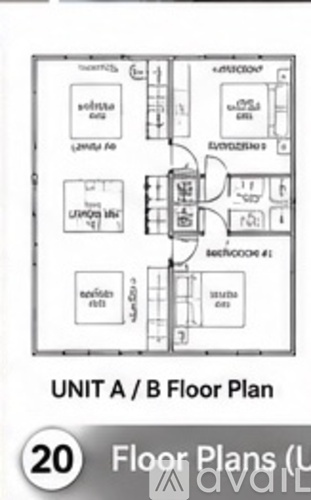 A black and white image of a floor plan for Unit A / B.