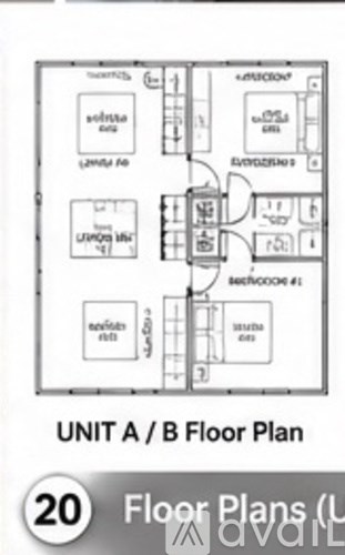 A black and white image of a floor plan for Unit A / B.