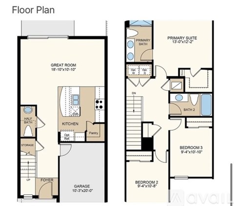 A floor plan of an apartment showing the layout of the rooms.
