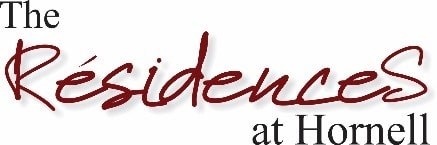 The Residences at Hornell is written in red cursive on a white background.