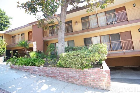 A tree in front of a building with balconies.