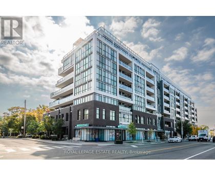 A modern multi-story building with the words "Royal LePage Estate Realty, Brokerage" on the front.