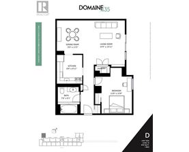 A black and white image of a floor plan for a property called Domaine 435.