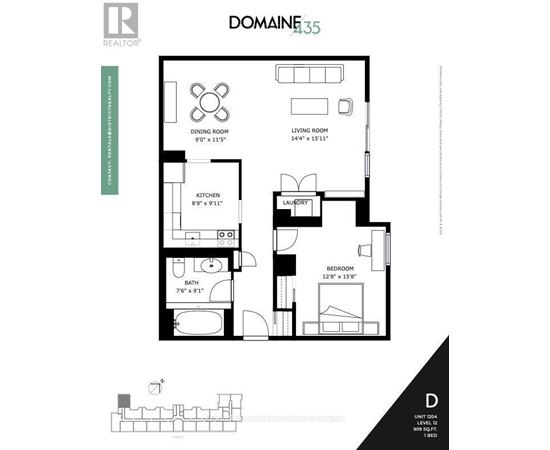 A black and white image of a floor plan for a property called Domaine 435.