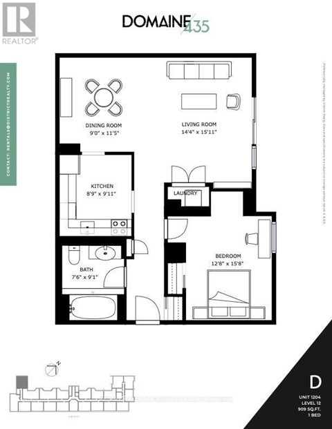 A black and white image of a floor plan for a property called Domaine 435.