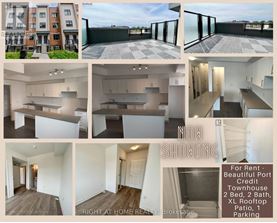 A collage of images showcasing a property for rent, including exterior views, balcony, and interior spaces.