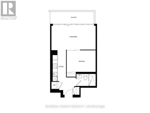 A floor plan of a house with a garage, living room, dining room, kitchen, and bathroom.