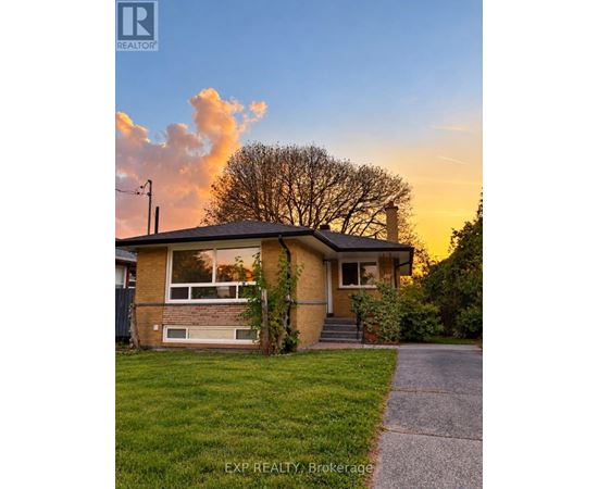 A house with a brown brick exterior and a white door is shown with a caption that reads "EXP Realty Brokerage".