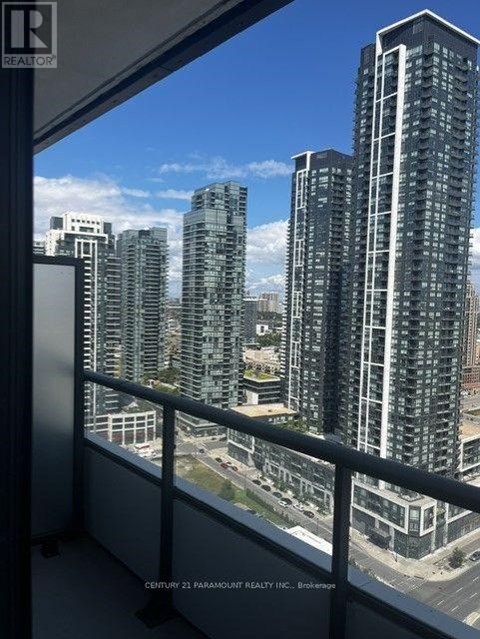A view of a cityscape from a high-rise building.