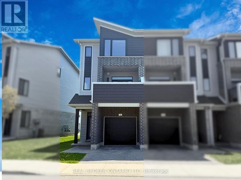 A modern two-story house with a garage is depicted in the image.