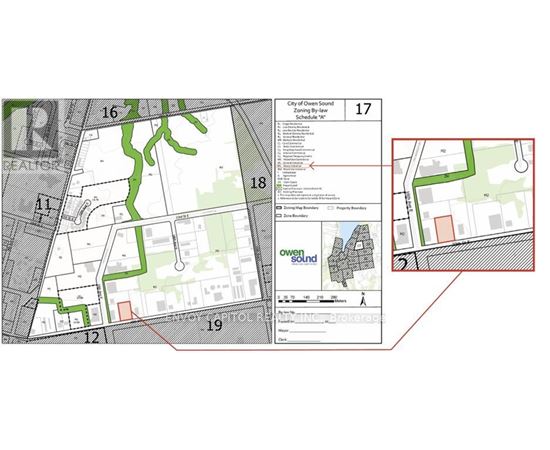 A map of the City of Owensboro with a green area labeled 18 and a red area labeled 19.