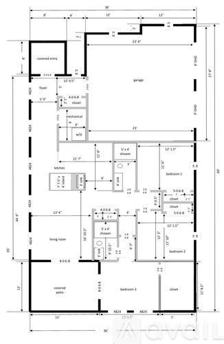 A detailed architectural floor plan of a residential building.