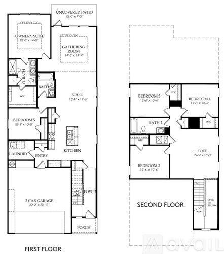 A floor plan of a two-story house with labeled rooms.