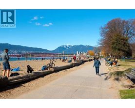 A woman is walking her dog on a sunny day at the beach.