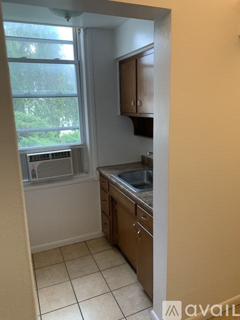 A kitchen with a window and a sink.