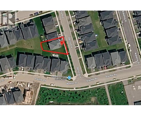 A map shows a red outlined area in the middle of a residential street.