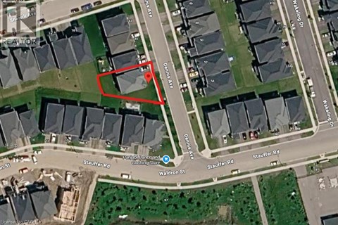 A map shows a red outlined area in the middle of a residential street.