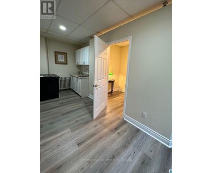 A room with a wooden floor and a white door.