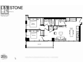 A floor plan of a two bedroom apartment with a balcony.