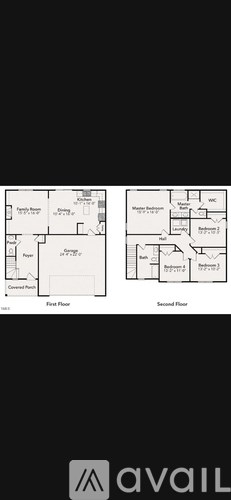 Two floor plans for a building are shown, one for the front floor and one for the second floor.