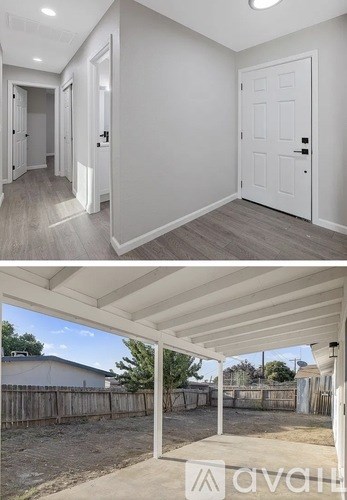 A white interior with a door and a white exterior with a roof.