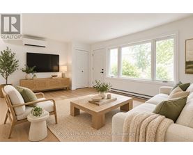 A living room with a couch, chair, and coffee table.
