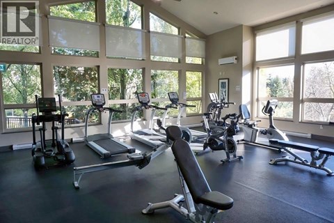 A gym with treadmills, elliptical machines, and other exercise equipment.