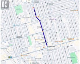 A map with a blue line running through it.