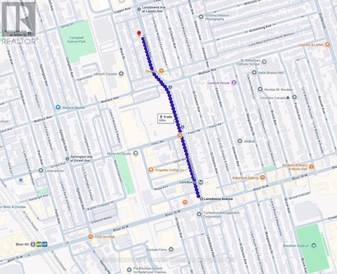 A map with a blue line running through it.