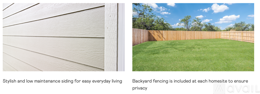A wooden fence is shown with a caption that reads "Backyard fencing is included at each homestay to ensure privacy."
