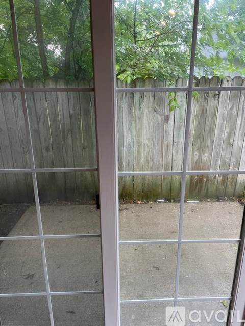 A view of a backyard through a glass door.