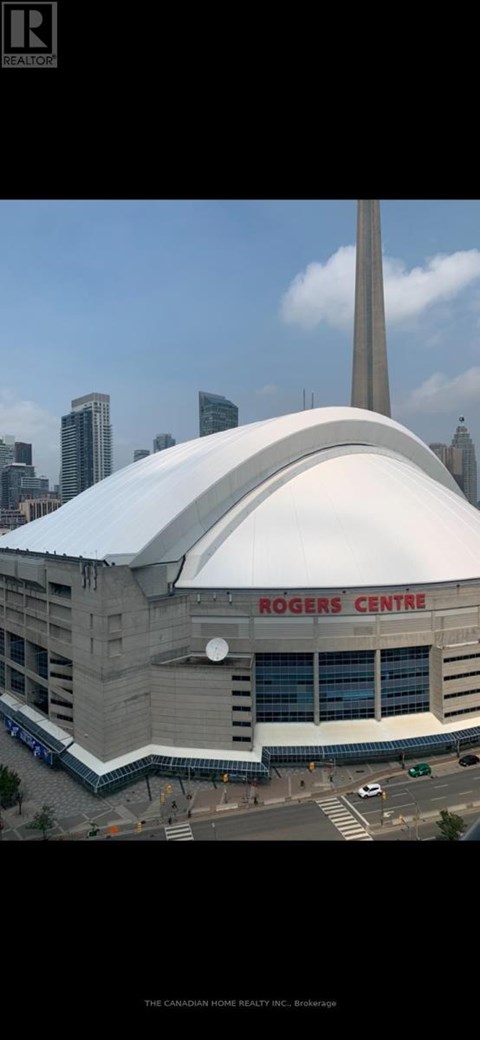 Rogers Centre is a large stadium with a white dome.