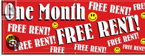 A red sign advertises one month of free rent.