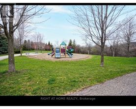 A playground in a park with a slide and a green and red structure.