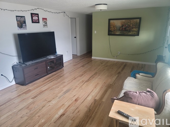 A living room with a television and a couch.
