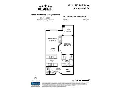 A floor plan for a property managed by HomeLife Property Management BC.