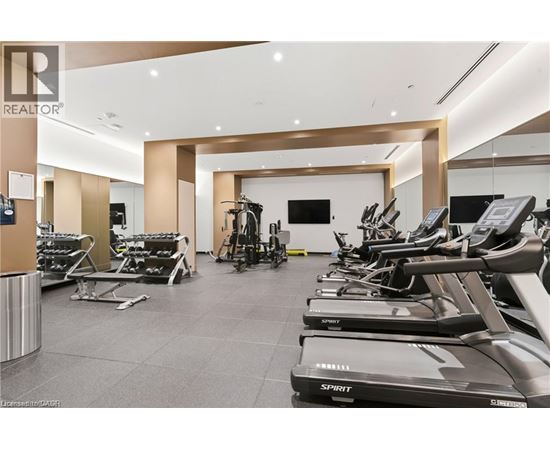 A gym with treadmills and exercise equipment.