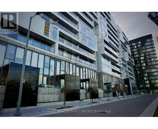 A modern building with glass windows and a sign that reads "SAGE REAL ESTATE LIMITED, Brokerage".