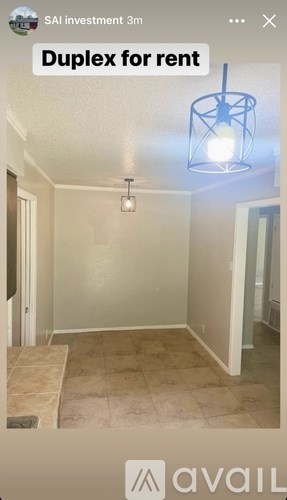 A room with a Duplex for rent sign is shown.