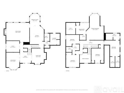 Floor plan of a house with two bedrooms and two bathrooms.