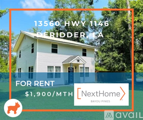 A house is for rent at 13560 Hwy 1146 Deridder, LA for $1,900 per month.