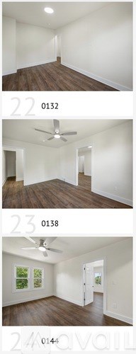 A series of images showing different rooms with a focus on the ceiling fan and the door.