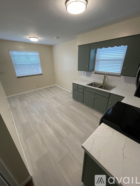 A kitchen with a sink and cabinets.