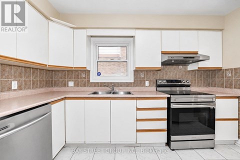 A kitchen with white cabinets and a stainless steel dishwasher.
