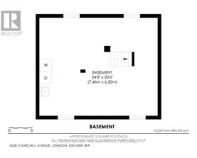 A floor plan for a basement with a 24' by 20'6" space and a 506 square foot area.