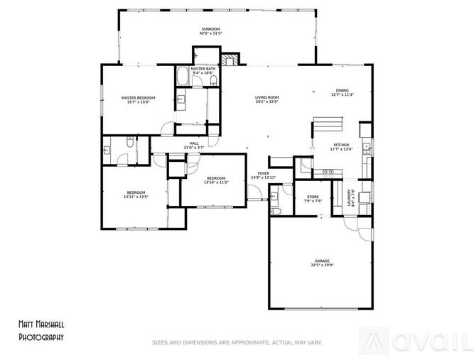 A floor plan of a house with various rooms and their dimensions.