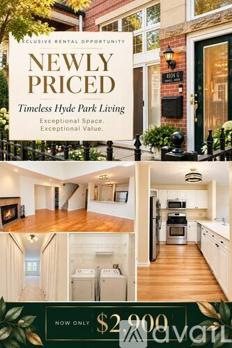 A real estate advertisement for a newly priced Hyde Park living space.